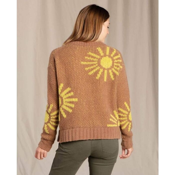 Toad & CO - Cotati Dolman Sweater Wool Cappuccino Boucle Sunshine Print Size XS - Picture 3 of 13